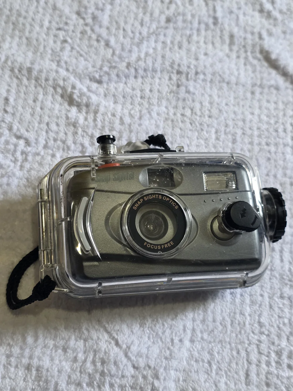 Silver Underwater Point-and-Shoot Camera in Clear Waterproof Housing